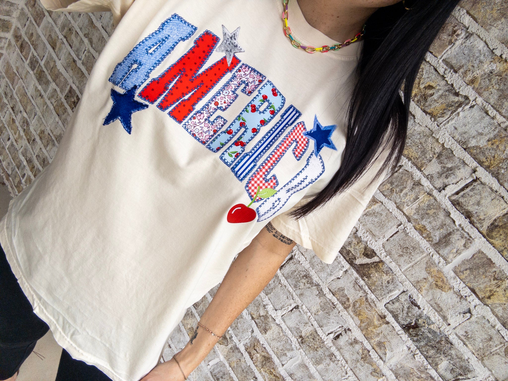 America Patch Work T Shirt
