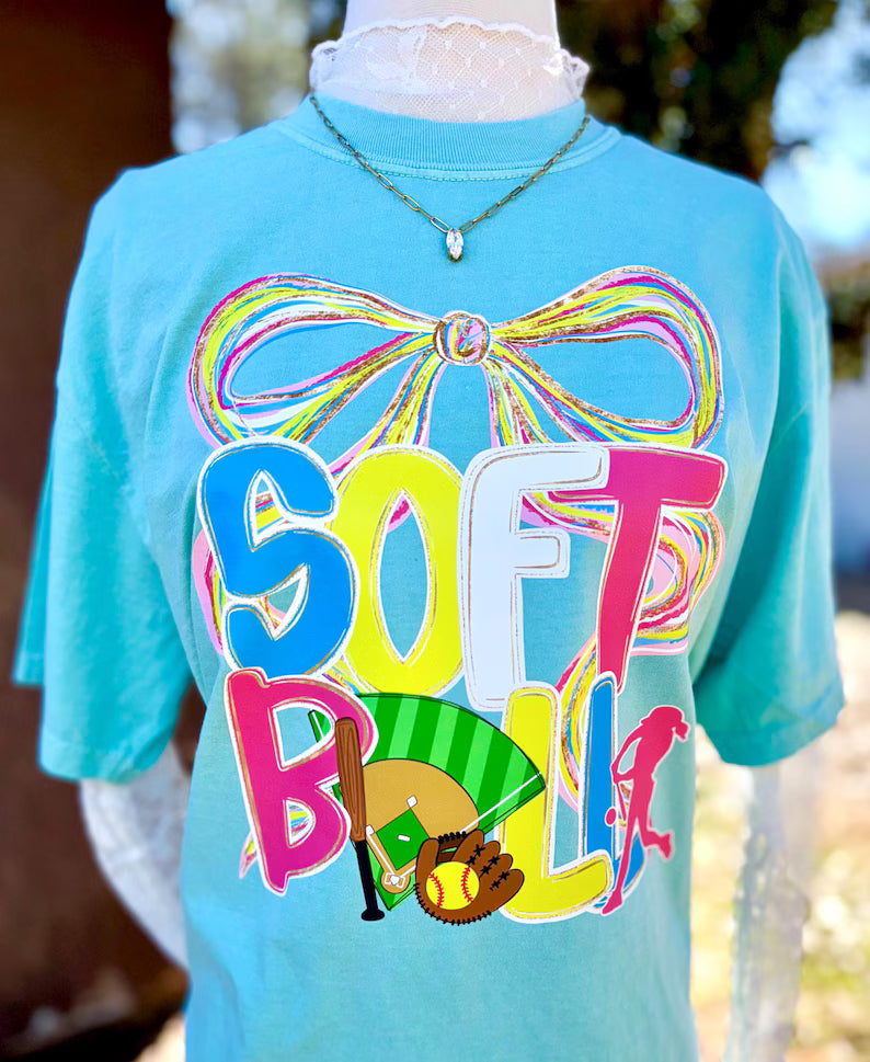 Softball T Shirt Bow
